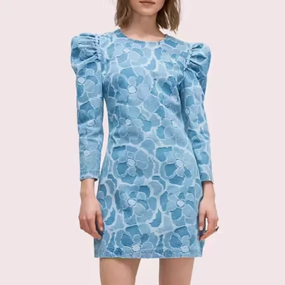 Kate Spade Abstract Peony Denim Dress - Picture 1 of 8